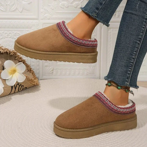 Comfy Cotton-Lined Suede Boots | Winter Platform Slip-Ons for Her